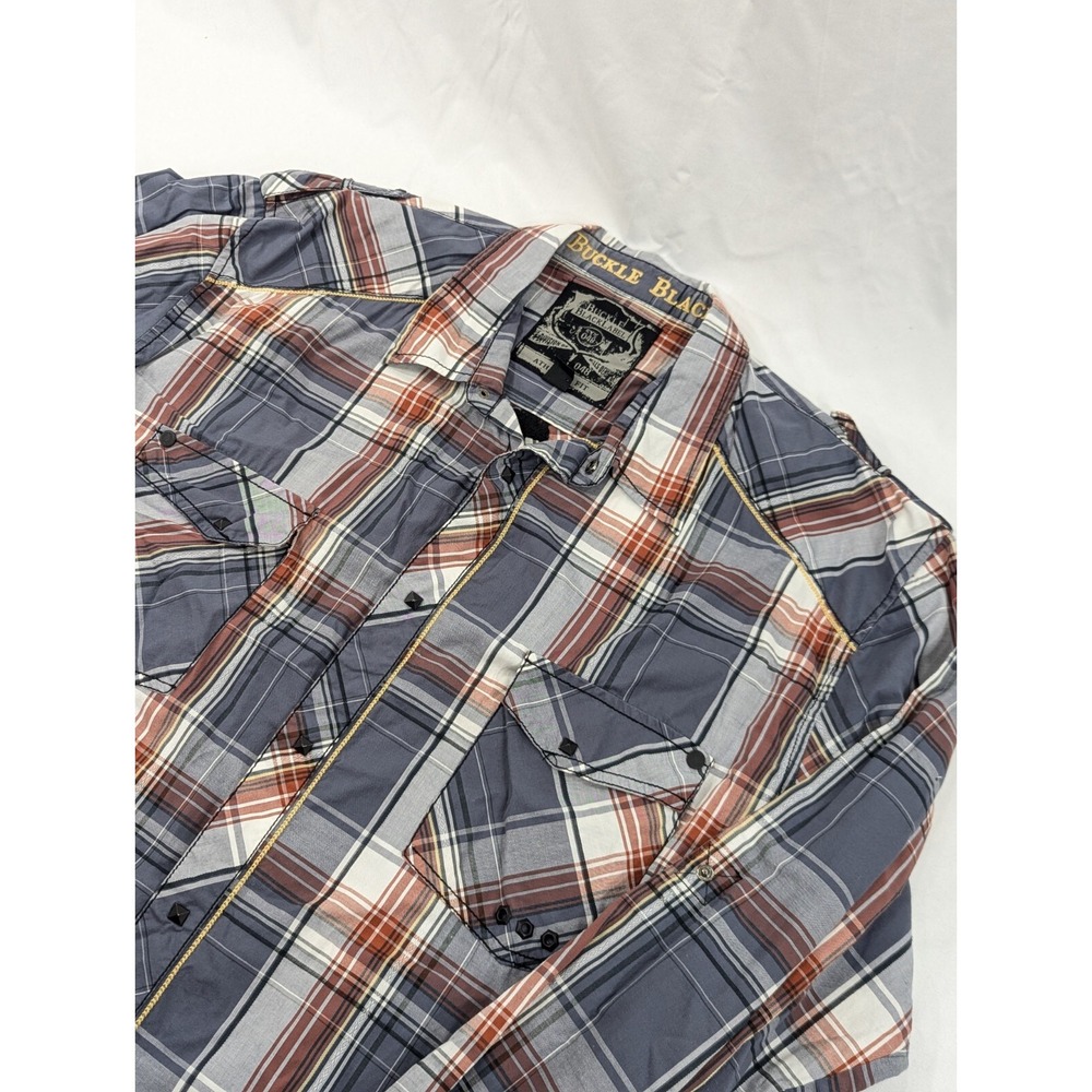 Buckle Black Label No 48 Plaid Western LS /Roll Up Snap Shirt 2XL‎ Athletic Fit